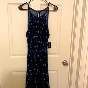 NWT Navy Blue and White, Polka Dot, Tea Length Dress. Sz. XL